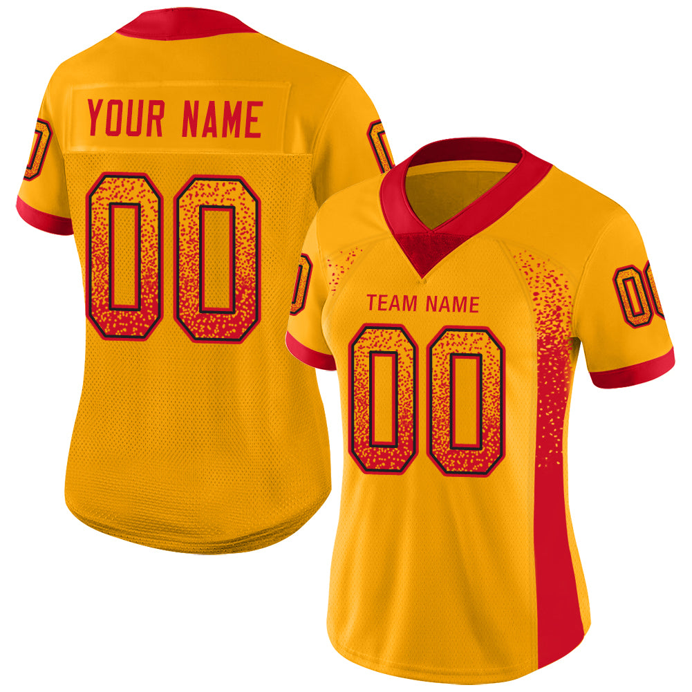 Custom Gold Scarlet-Black Drift Fashion Football Jersey - Image 2