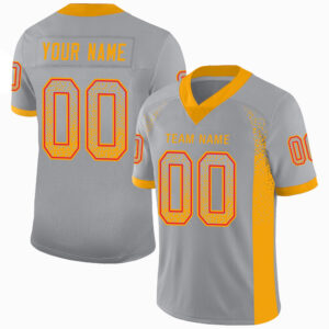 Custom Light Gray Gold-Scarlet Drift Fashion Football Jersey