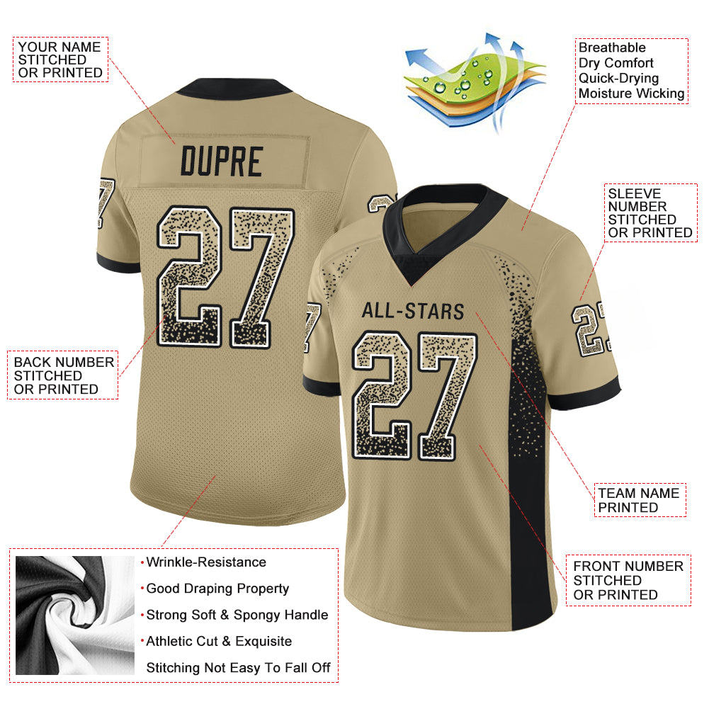 Custom Vegas Gold Black-White Drift Fashion Football Jersey - Image 3