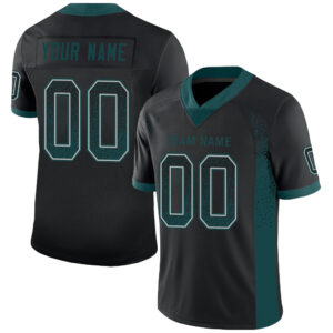 Custom Black Midnight Green-Gray Drift Fashion Football Jersey