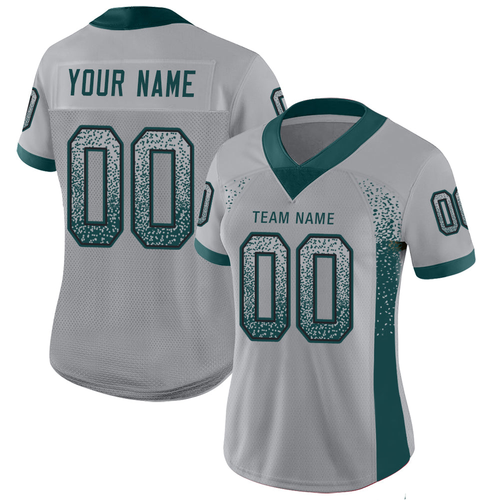 Custom Light Gray Midnight Green-Black Drift Fashion Football Jersey - Image 2