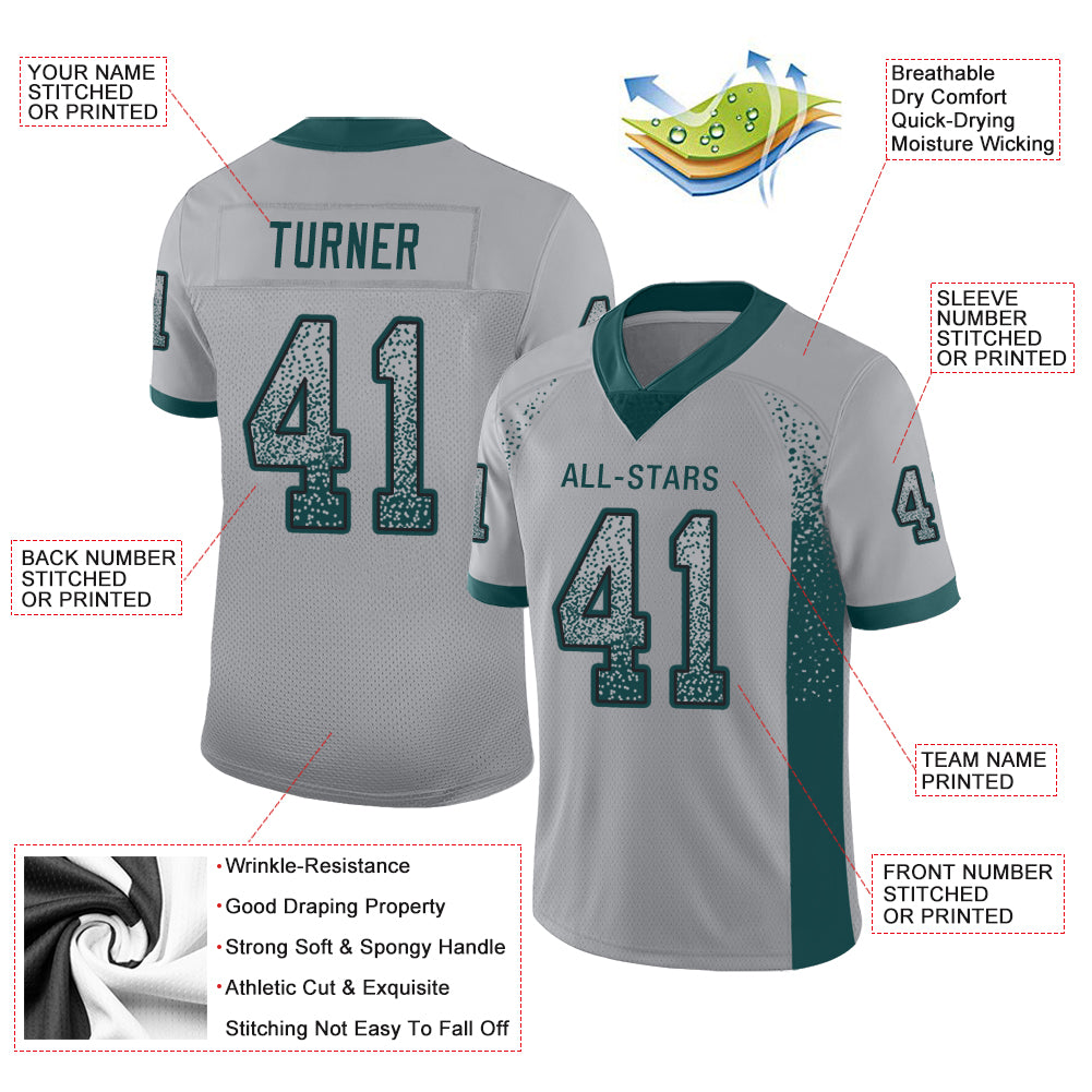 Custom Light Gray Midnight Green-Black Drift Fashion Football Jersey - Image 3