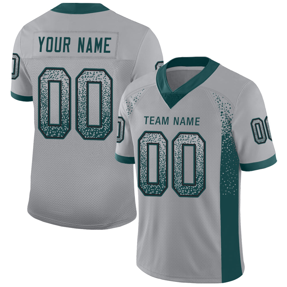 Custom Light Gray Midnight Green-Black Drift Fashion Football Jersey